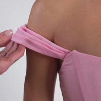 Seraphina Robe Gown Corset Drapé en Mesh Premium - Rose Bonbon