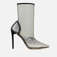 Escarpins Noirs en Résille Ornés de Strass