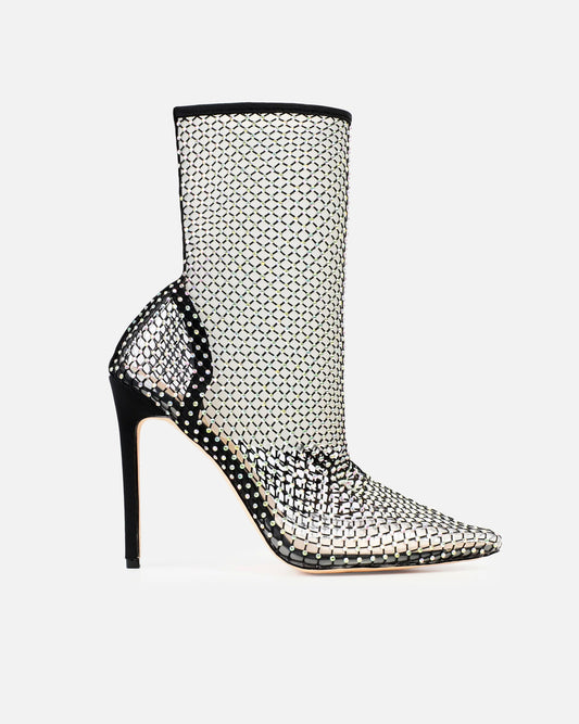 Escarpins Noirs en Résille Ornés de Strass